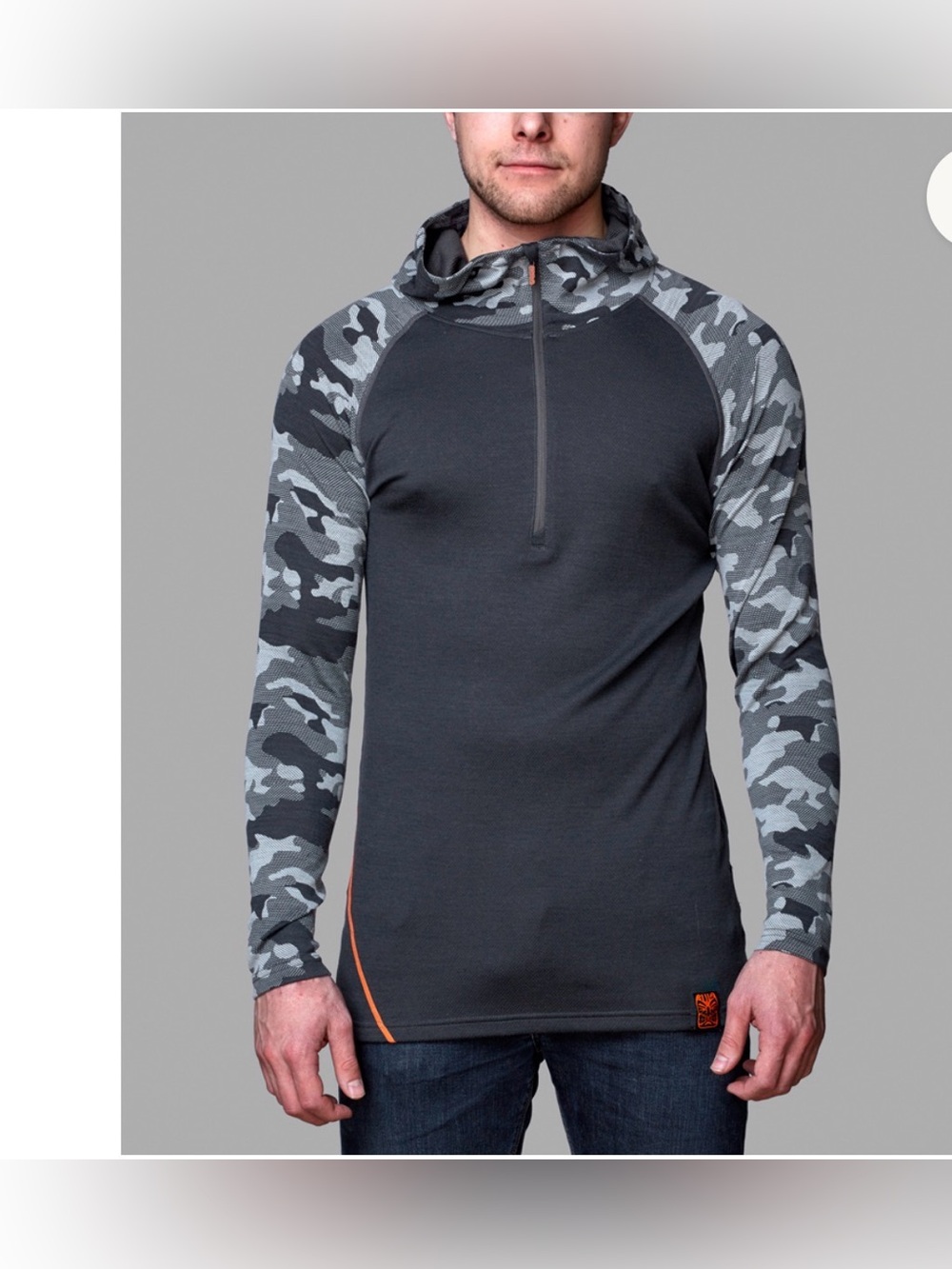 Bula Camo Merino Wool Zip Hoodie Men’s Baselayer Shirt , size Small